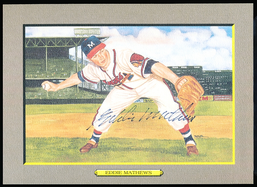 Autographed 1988 Perez-Steele Great Moments Bsbl. #28 Eddie Mathews, Milwaukee Braves