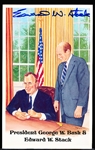Autographed 1989 Perez-Steele Bsbl. HOF Postcards #F President George W. Bush/ Edward W. Stack- Signed by Stack