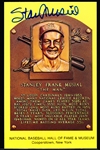 Autographed BB HOF Gold Plaque Postcard- Stan Musial