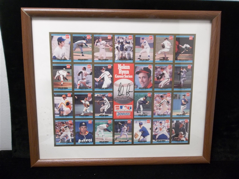 Auto’d. Framed 1992 Nolan Ryan Career Series Uncut Sheet Set of 26 Cards- Signed by Ryan! 
