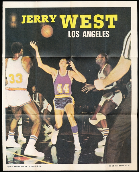 1970-71 Topps Basketball Posters-#15 Jerry West, Lakers