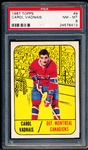 1967-68 Topps Hockey- #9 Carol Vadnais, Montreal- PSA NM-Mt 8