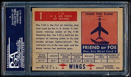 1952 Topps “Wings”- #1 T-33 US Air Force Jet Trainer- PSA EX 5