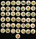 1898 Sweet Caporal “State Pins” Near Set- 43 Diff. All But One With Paper Backings!
