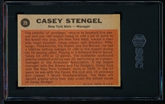 1962 Topps Baseball- #29 Casey Stengel, Mets- SGC 7.5 (NM+)