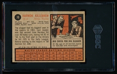 1962 Topps Baseball- #70 Harmon Killebrew, Twins- SGC 7 (NM)