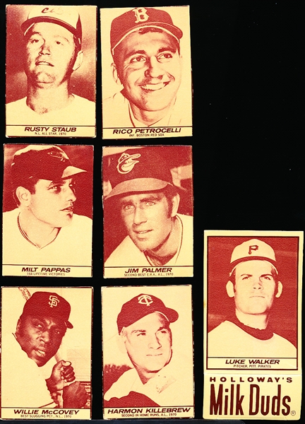 1971 Milk Duds Bb- 6 Diff- Cut neatly from box