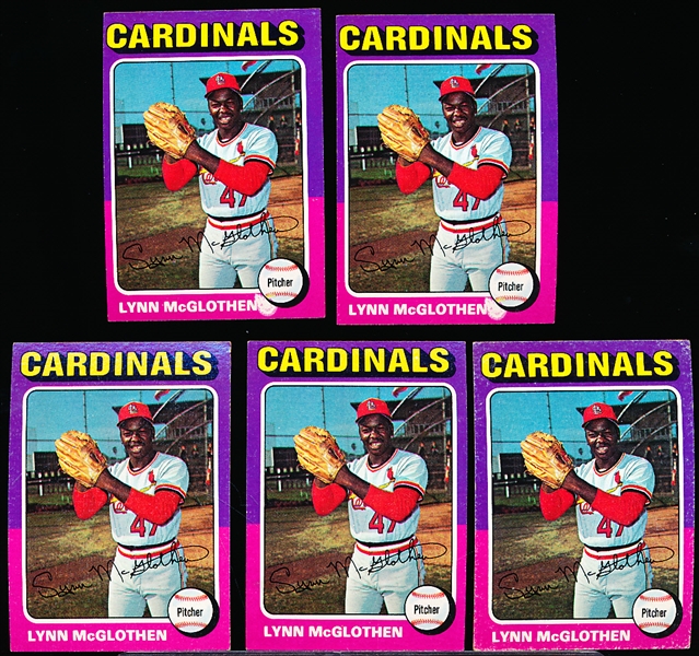 1975 Topps Bb Minis- #272 Lynn McGlothen, Cardinals- 5 Cards- 2 Variations
