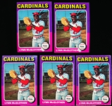 1975 Topps Bb Minis- #272 Lynn McGlothen, Cardinals- 5 Cards- 2 Variations