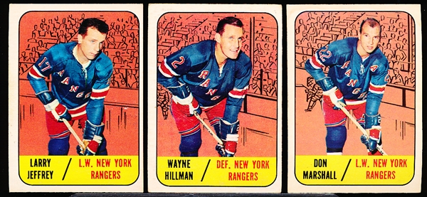 1967-68 Topps Hockey- 3 Diff New York Rangers