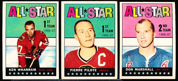 1967-68 Topps Hockey- 3 Diff All Stars