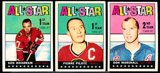 1967-68 Topps Hockey- 3 Diff All Stars