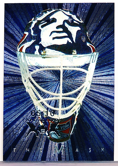 2001-02 In The Game Between the Pipes Hockey “Mask” #NNO Mike Richter- 2002 Toronto Card Show Promo #5/10!