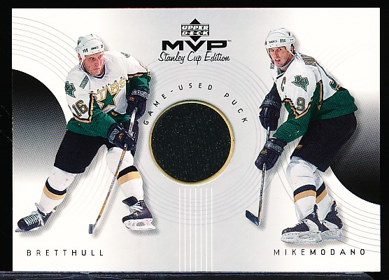 1999-00 Upper Deck MVP Stanley Cup Edition “Great Combinations Relic” #CG-HM Brett Hull/ Mike Modano, Stars