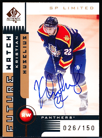 2001-02 SP Authentic Hockey “Future Watch Bronze” #177 Kristian Huselius, Panthers- #26/150