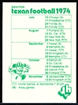 1974 Houston Texan WFL Ftbl. Schedule