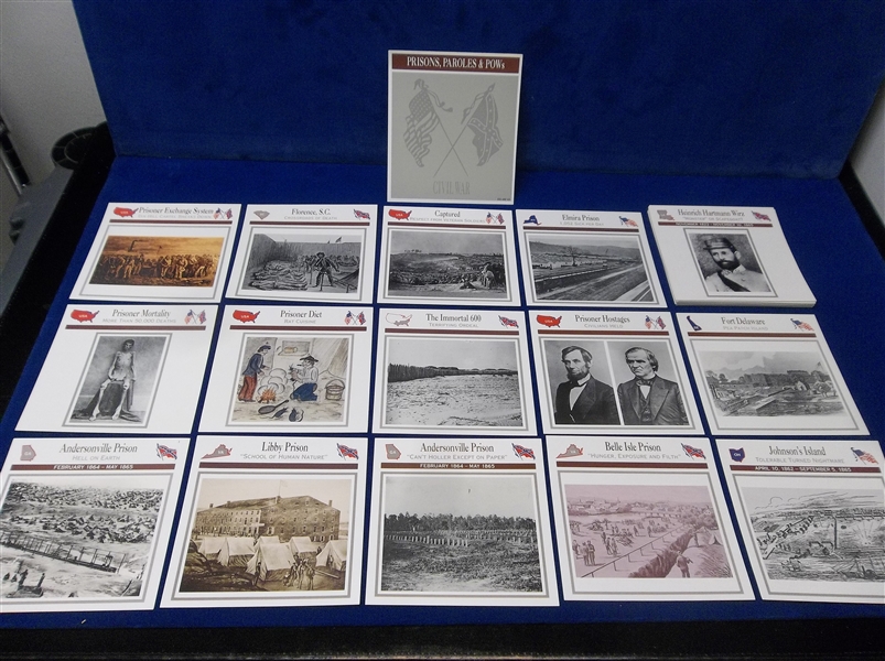 1993-’96 Atlas Editions Civil War 5-7/16” x 5-3/8” Subscription Cards- “Prisons, Paroles, & POW’s”- 56 Diff.