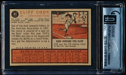 1962 Topps Baseball- #41 Cliff Cook, Reds- GAI 8 (NM-Mt)