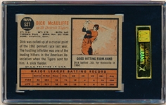 1962 Topps Baseball- #527 Dick McAliffe RC, Tigers- Hi# - SGC 7 (NM)