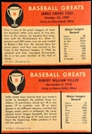 1961 Fleer Baseball Greats- 2 Diff