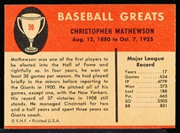 1961 Fleer Baseball Greats- #59 Christy Mathewson
