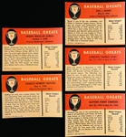 1961 Fleer Baseball Greats- 5 Diff