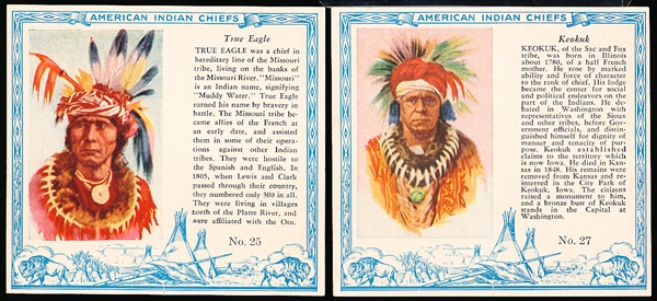 1954 Red Man Tobacco Indian Chiefs- 9 Diff