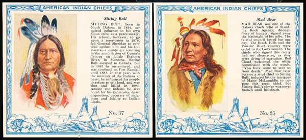 1954 Red Man Tobacco Indian Chiefs- 5 Diff