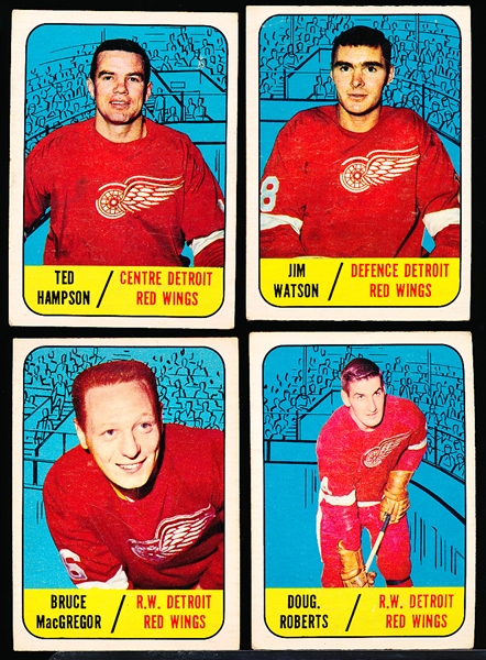 1967-68 Topps Hockey- 4 Diff Detroit Red Wings