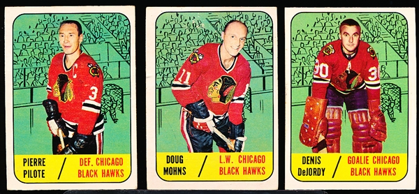 1967-68 Topps Hockey- 3 Diff Chicago Black Hawks