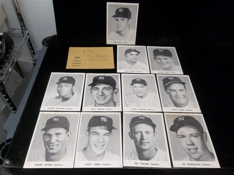 1956 Jay Publishing N.Y. Yankees MLB- 11 Diff. Photos with Original Envelope