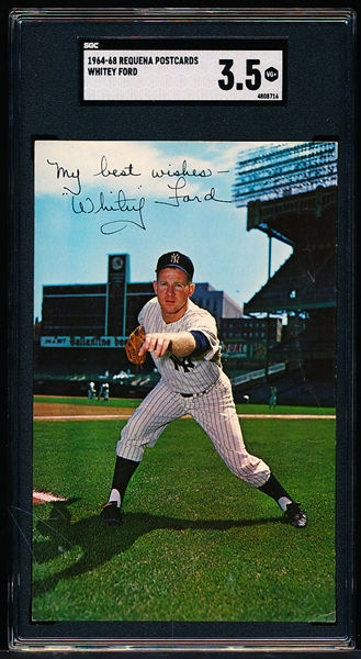 1964-68 Requena MLB Color Photo Postcard- Whitey Ford, Yankees- SGC Graded Vg+ 3.5