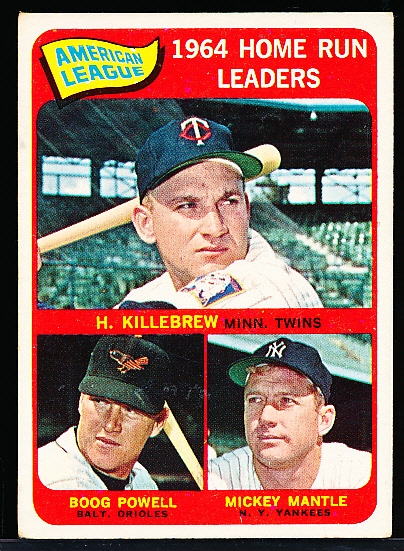 1965 Topps Bb- #3 AL HR Leaders- Mantle!