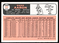 1966 Topps Bb- #500 Hank Aaron, Braves