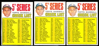 1967 Topps Baseball- #361 Roberto Clemente Checklist- 3 Cards