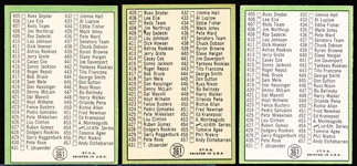 1967 Topps Baseball- #361 Roberto Clemente Checklist- 3 Cards