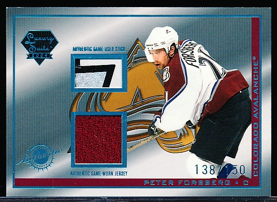 2003-04 Pacific Luxury Suite Hockey- #5 Peter Forsberg JSY/Stick Combo, Avs- #138/150