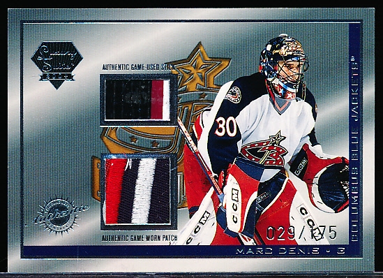 2003-04 Pacific Luxury Suite Hockey- #7 Marc Denis Patch/Stick Combo, Blue Jackets- #29/175