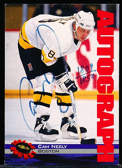 1994 Classic Hockey- “Autographs”- #AU2 Cam Neely, Boston- #1809/1850