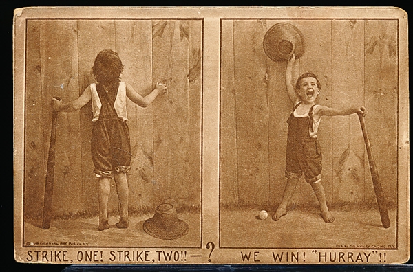 8/9/1910 Cancelled F.G. Henry Co. “Strike, One! Strike, Two!!-? We Win! Hurray!!” Pro Linen Postcard
