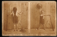 8/9/1910 Cancelled F.G. Henry Co. “Strike, One! Strike, Two!!-? We Win! Hurray!!” Pro Linen Postcard