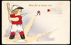 1920’s? “Now for a home run” Pre-Linen Postcard