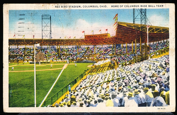 12/30/35 Cancelled Union News Co. “3A-H131- Red Bird Stadium, Columbus, Ohio- Home of Columbus Base Ball Team” Linen Postcard