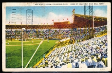 12/30/35 Cancelled Union News Co. “3A-H131- Red Bird Stadium, Columbus, Ohio- Home of Columbus Base Ball Team” Linen Postcard