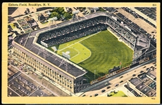 10/21/49 Cancelled Acacia Card Co. “211, 79634- “Ebbets Field, Brooklyn, N.Y.” Linen Postcard