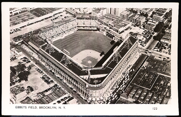 4/10/50 Cancelled Mainzer “122- Ebbets Field, Brooklyn, N.Y.” Real Picture Postcard