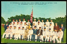 7/24/54 Cancelled Hartman Litho Sales Co. “E-8360, St. Petersburg’s Kids & Kubs, World Famous 75 Year Old Softball Teams” Linen Postcard