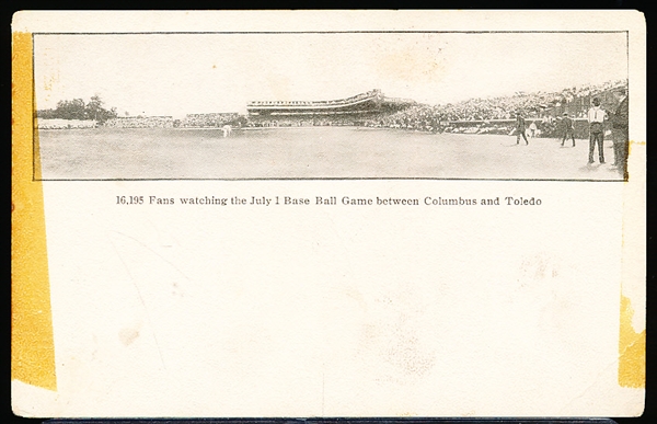 Columbus Dispatch Post Cards “16,195 Fans watching the July 1 Base Ball Game between Columbus and Toledo” Pre-Linen Postcard