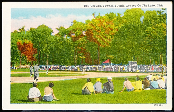 Curteich “2A1343-N, Ball Ground, Township Park, Geneva-on-the-Lake, Ohio” Linen Postcard