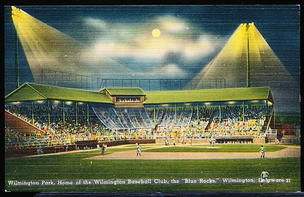 Del Mar News Agency “70891, 21- Wilmington Park, Home of the Wilmington Baseball Club, the Blue Rocks- Wilmington, Delaware” Linen Postcard